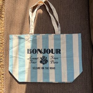Sezane Blue and White Striped Tote Bag